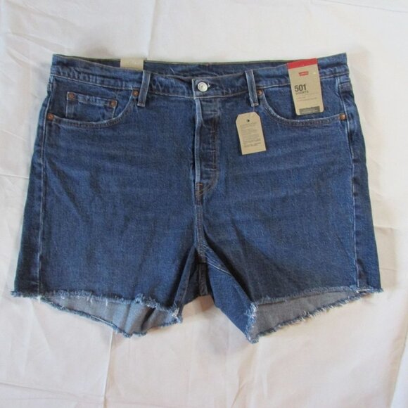 Levi's Women's 24W Plus Size 501 Original Jean Shorts - Dark Blue - Picture 2 of 4
